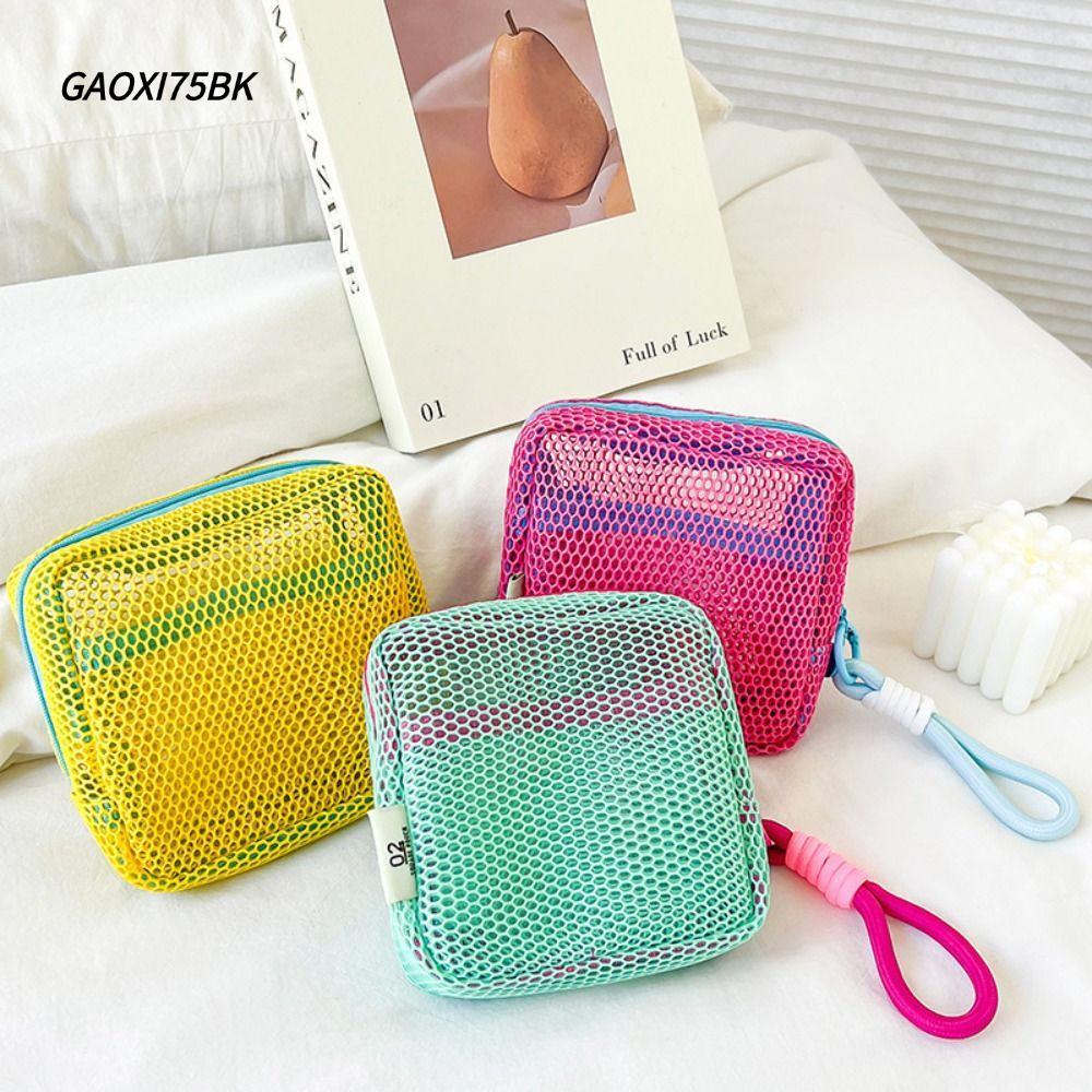 GOXI75BK กระเป๋าเครื่องสําอางความจุขนาดใหญ่พร้อมกระเป๋าเก็บหูหิ้วกระเป๋าใส่เหรียญสี Dopamine