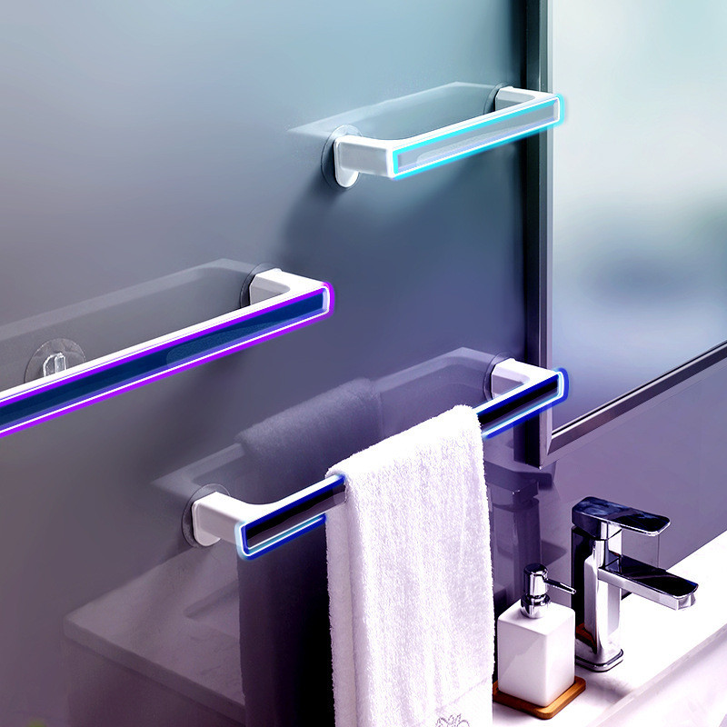 Punch Free <Ultra Strong Glue> Bathroom Towel Rack Towel Hanger Bathroom Organizer Long Towel Rack