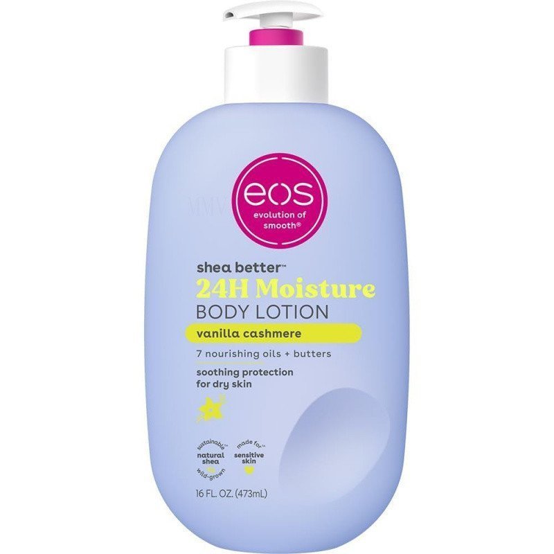 EosSheaBetter Body Lotion กลิ่นวานิลลาแคชเมียร์, ดูแลความชุ่มชื้น 24 ชั่วโมง, ไม่เหนียวเหนอะหนะ, เชี