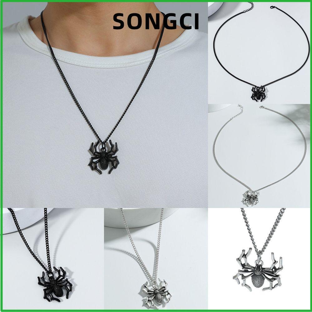 SONGCI สร้อยคอโซ่ Street Biker ไม่จางหายสีเงิน Choker Punk Rock