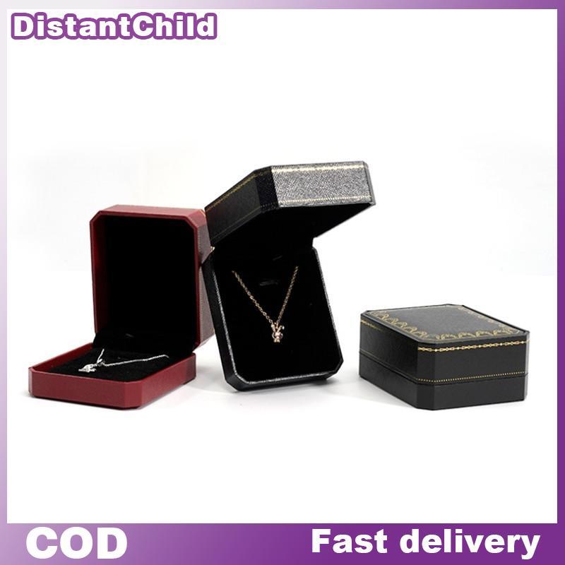 DSTH กล่องเก็บสร้อยคอจี้กํามะหยี่ Vintage Display Case Classic Soft Lined Organizer สําหรับของขวัญหม
