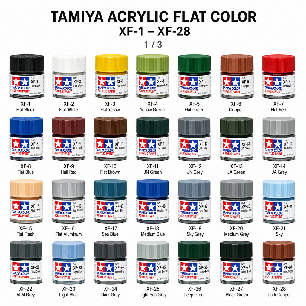 TAMIYA Acrylic Flat Color (XF-1 - XF-93) สีอะคริลิคแบบด้าน 81701 81702 81703 81704 81705 81706 81707 81708 81709 81710