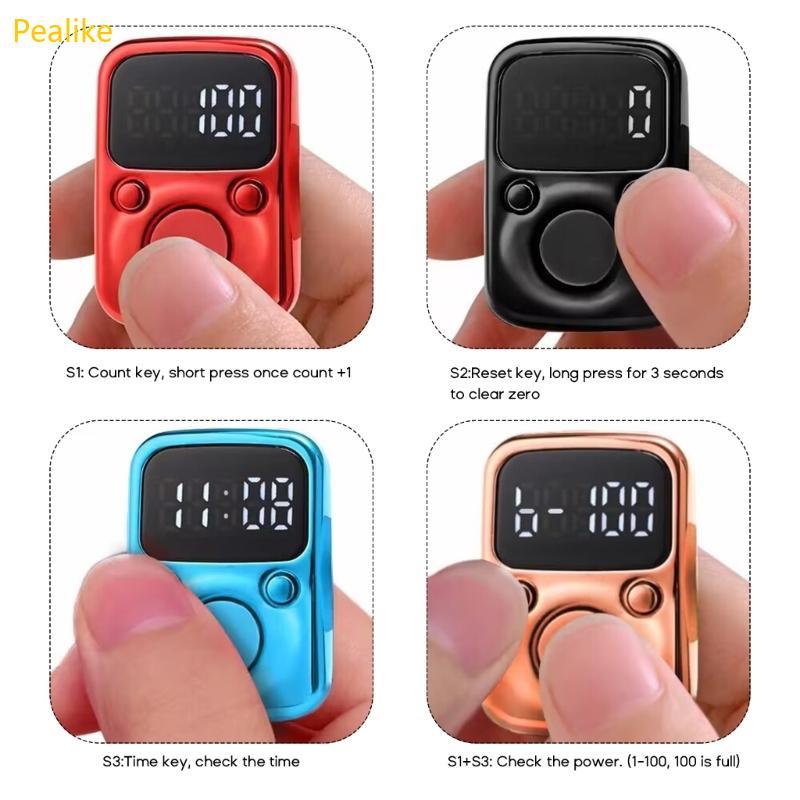 Pealike Clicker Number Counter Hand Finger Display นับ Tally Clicker Timer Counter