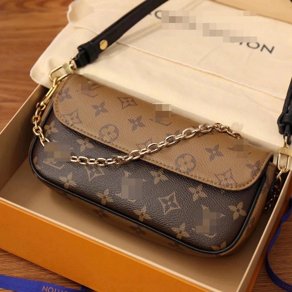 Viy Messenger Baguette V Home Metal Chain Coating Canvas L Home Underarm Bag Female Bag M26587V Home