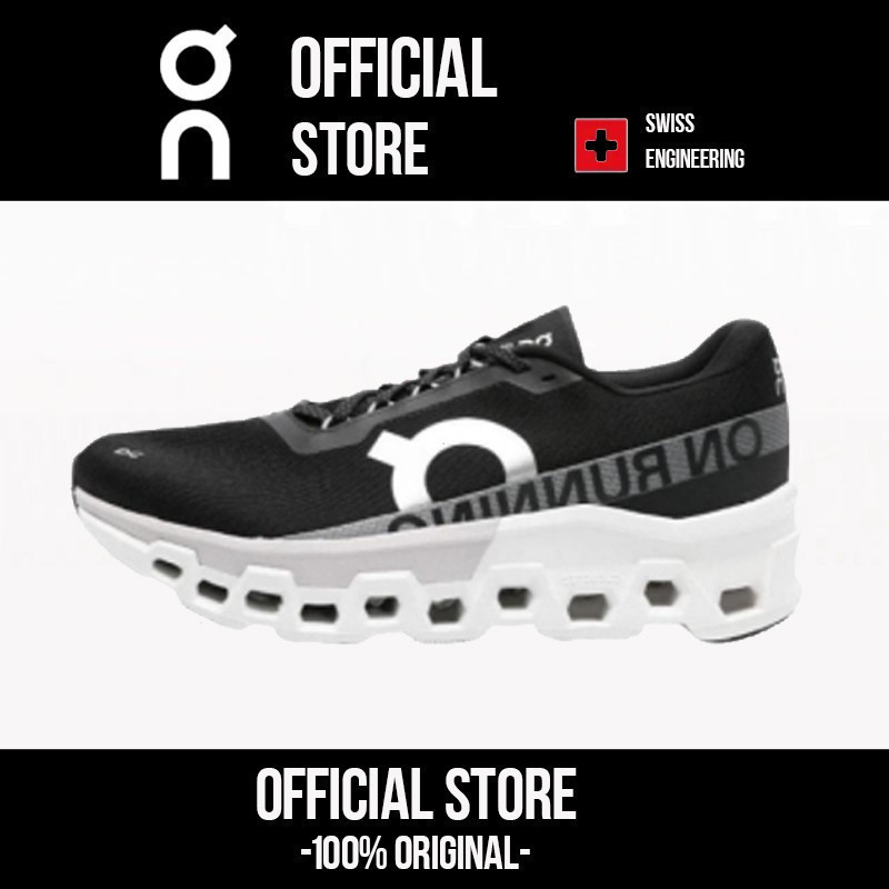 รองเท้าผ้าใบ On Running Cloud Monster 2 สไตล์สีดําและสีขาว