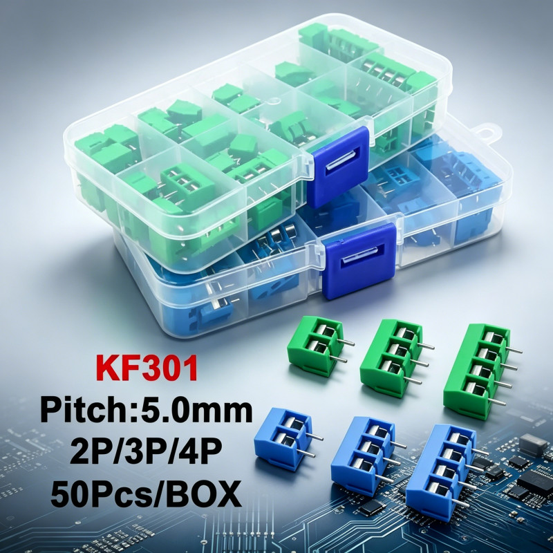50PCS KF301 2P 3P 4P Terminal Block Kit 5.0 มม.Pitch Spliceable Plug-in การเชื่อมต่อ Terminal Strip อิเล็กทรอนิกส์สายไฟเชื่อมต่อตูด
