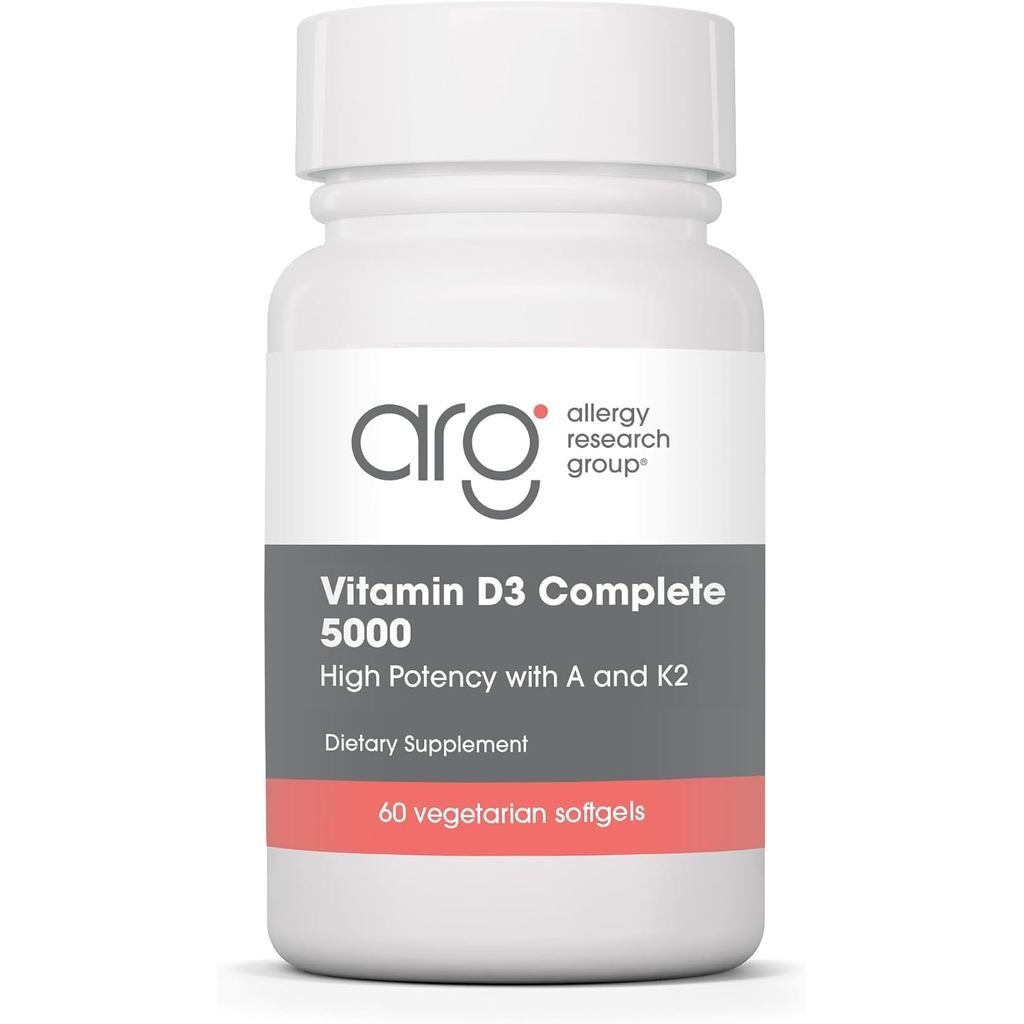 Research Group D3 Complete 5000 Ders 125 mcg D3 พร้อมพอร์ต A & K2 B Strength Immune Balance & Health