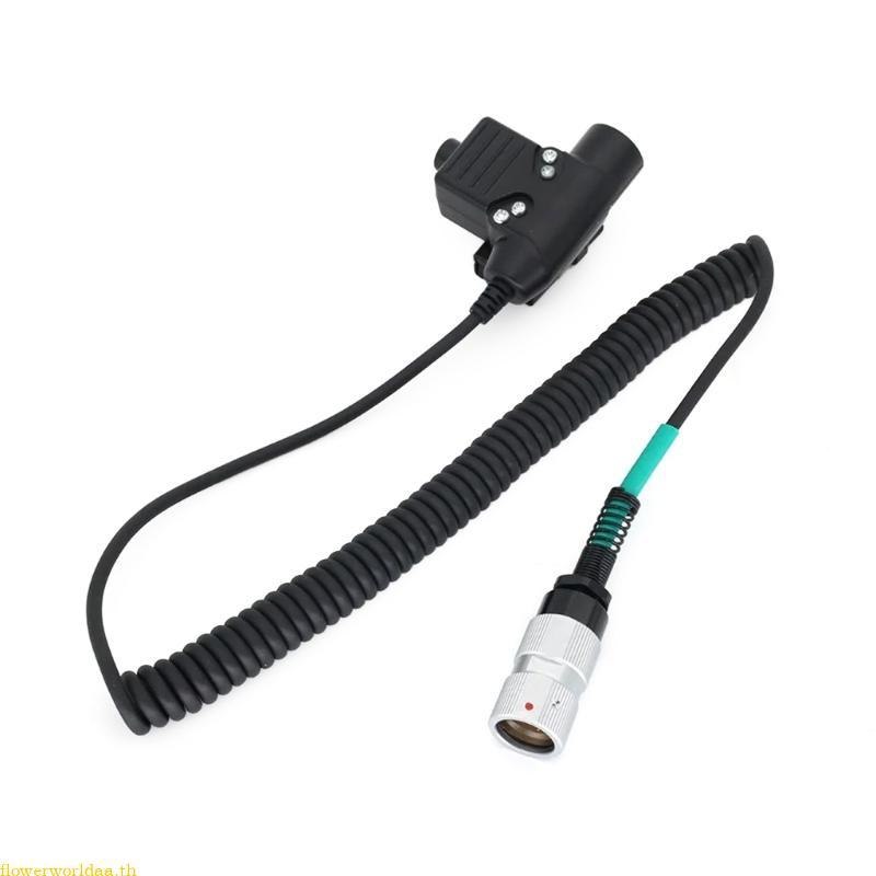Flowerworldaa อะแดปเตอร์ชุดหูฟังกลางแจ้ง U94 PTT 6 Pin Plug Cable สําหรับ PRC152