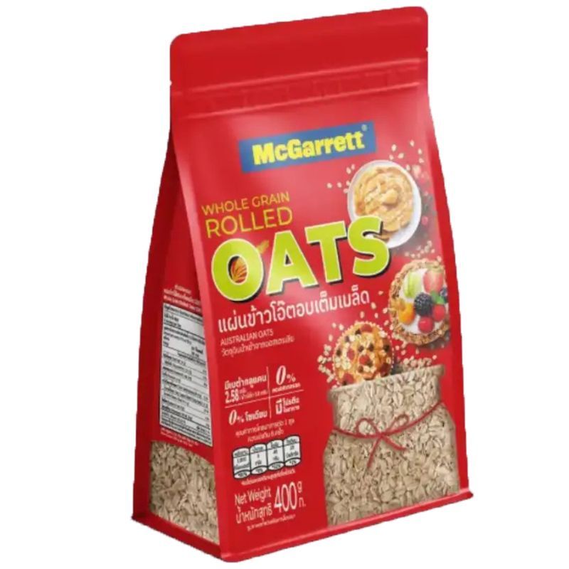 แม็กกาแรตแผ่นข้าวโอ๊ตอบ 400กรัม Mcgarrett Rolled Oats 400g.