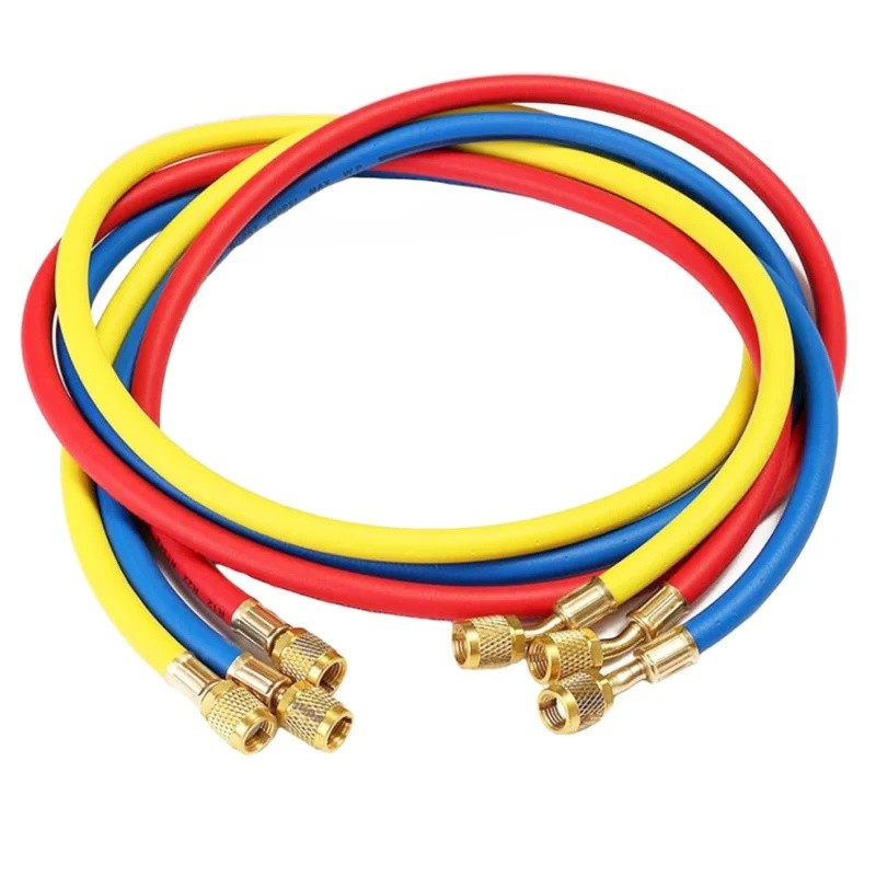 LJJ LJJ 3 ชิ้น 1.8 ม. ท่อสารทําความเย็น 1/4 Sae 2500psi สารทําความเย็นสายชาร์จสําหรับ R404a R12 R22 