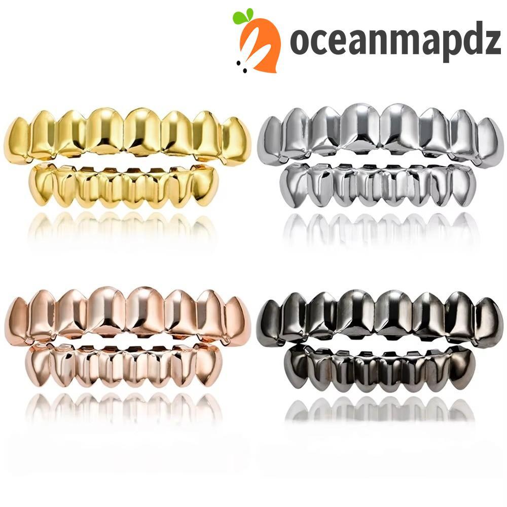 OCEANMAPDZ ฟัน Grillz หมวก, กันลื่นเคลือบเงาฟัน Grillz ชุดด้านล่างด้านบน, เหตุการณ์เครื่องประดับฟันท