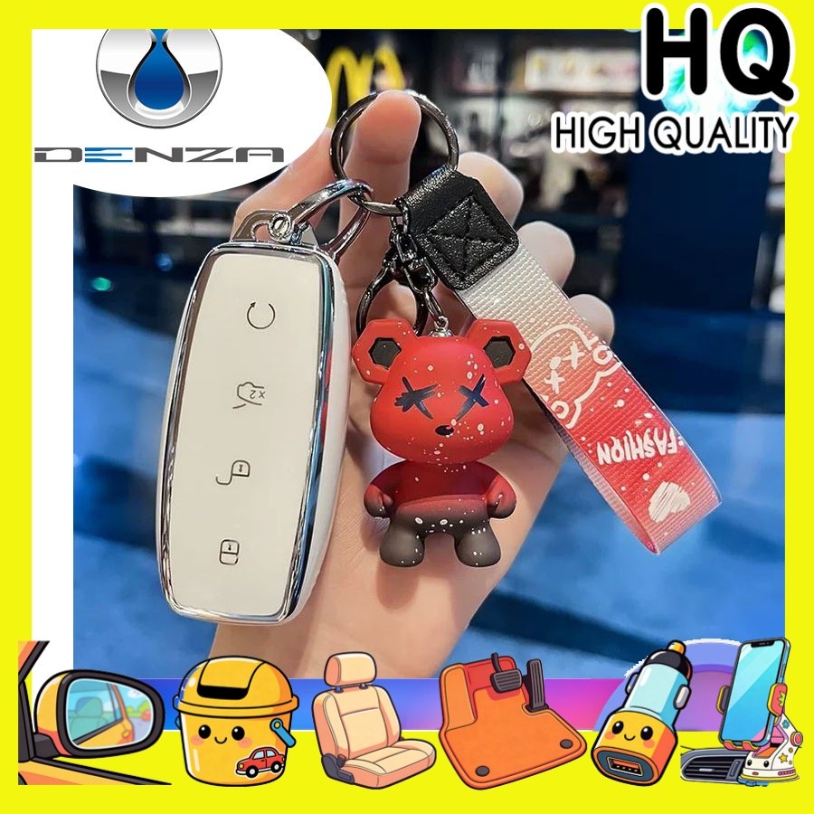 [READY]DENZA D9 Gradient Color Key cover BYD DENZA EV Simple Key shell Teddy Bear Pendant 1LUN