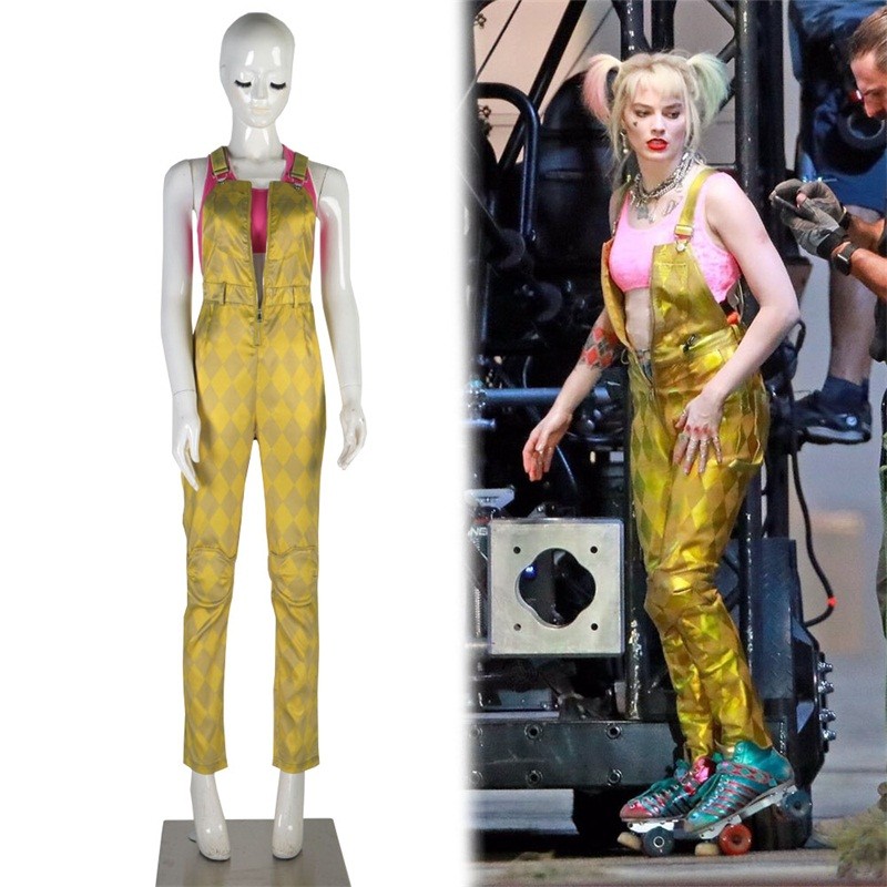 ใหม่ Harley Quinn 2 Overalls ชุดคอสเพลย์ผู้หญิง