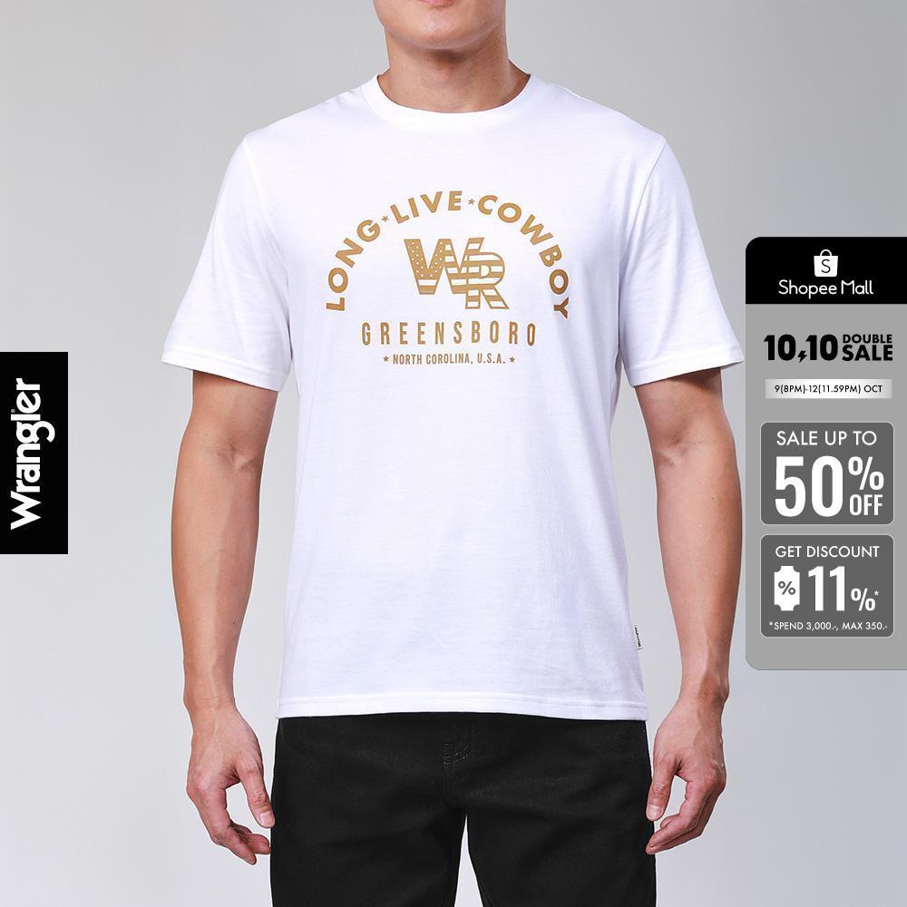 WRANGLER เสื้อยืดแขนสั้นผู้ชาย รุ่น WR F425MTSSF90 สีขาว