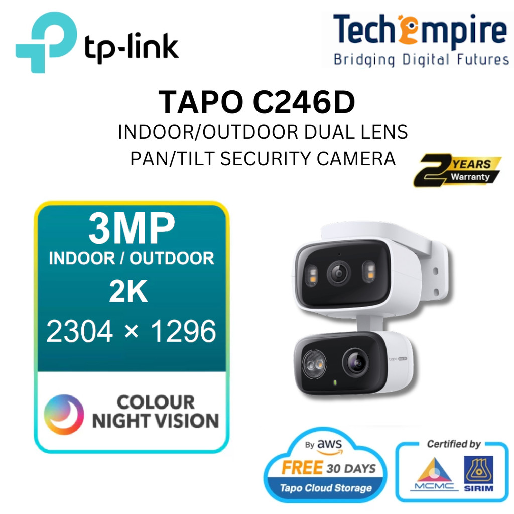 TP-LINK TAPO C246D Indoor/ Outdoor Dual Lens Pan/Tilt Security Camera