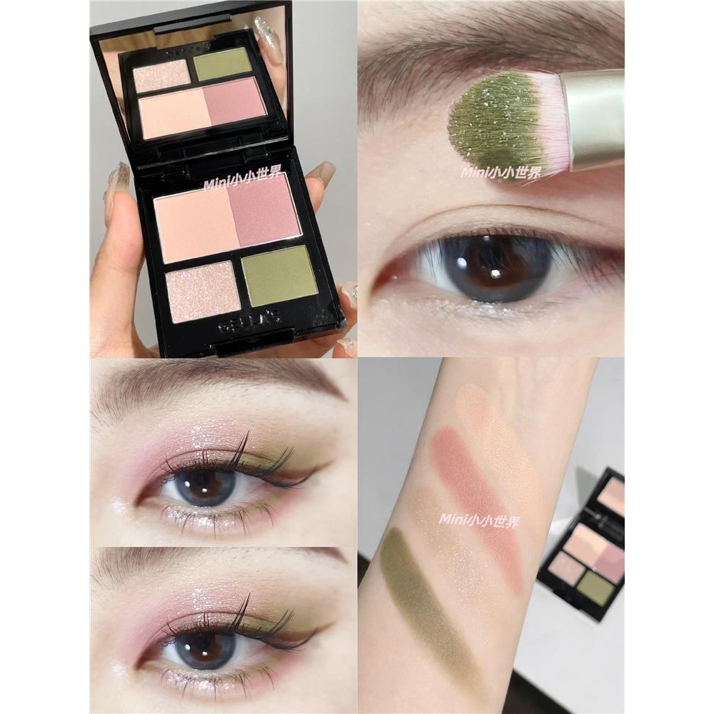 พาเลทตา อายแชโด ทิวลิปฤดูร้อน!Green Apple Guava Yellow Green Contrast Color Eyeshadow Palette Pink D