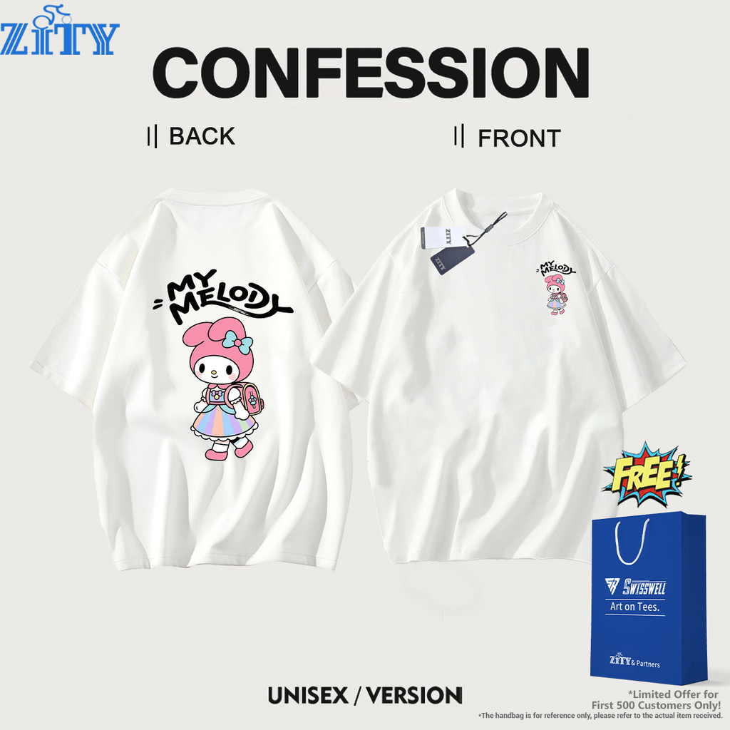 zity T-Shirt เสื้อยืดคุณภาพสูง 100% ฝ้าย ดีไซน์ลาย Melody น่ารักๆ สไตล์ Unisex ไซส์ใหญ่ คอกลมคลาสสิก ใส่ได้ทั้งผู้ชายและผู้หญิง ผ้านุ่มสวมใส่สบาย 😍