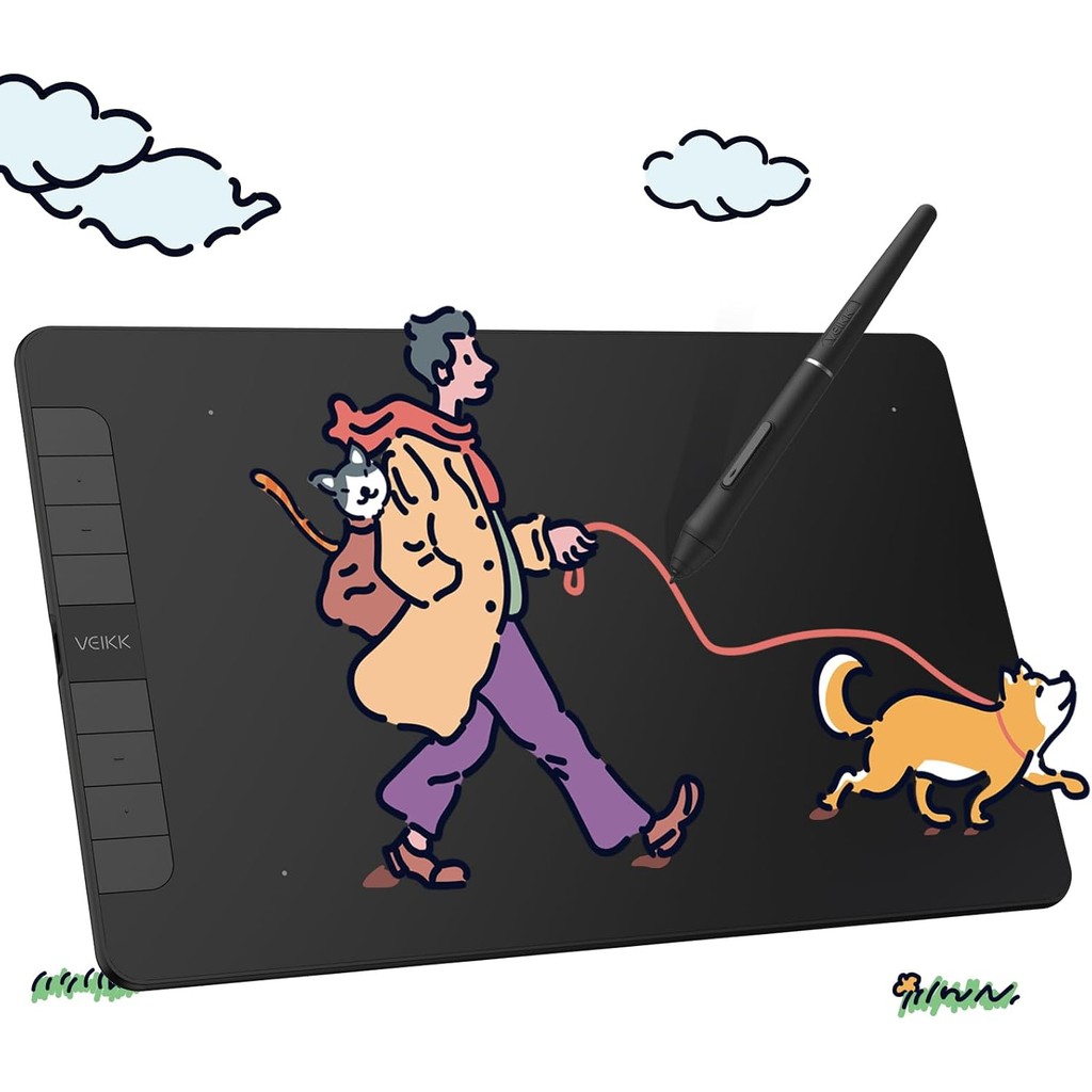 VEIKK VK1060 V2 Drawing Tablet, 10 x 6 Inch Graphics Tablet with 8 Shortcut Keys, 8192 Levels Batter