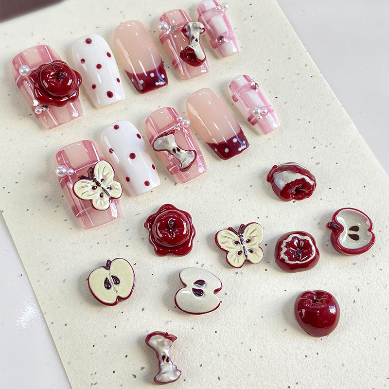 20/24PCS คริสต์มาสสีแดง Apple Nail Art Charms Creative สีสัน Apple เรซิ่นตกแต่งเล็บสําหรับ DIY เล็บหัตถกรรม ราคา ถูกที่สุด ดีลบีเคเค แกลเลอรีภาพที่ 8