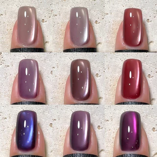 XEIJAYI 15 มล. ยาทาเล็บเจลลายแมวตาสีม่วงไฮยาซินธ์ใหม่ สีม่วงเข้ม เหมาะสำหรับร้านทำเล็บและใช้ในชีวิตประจำวัน