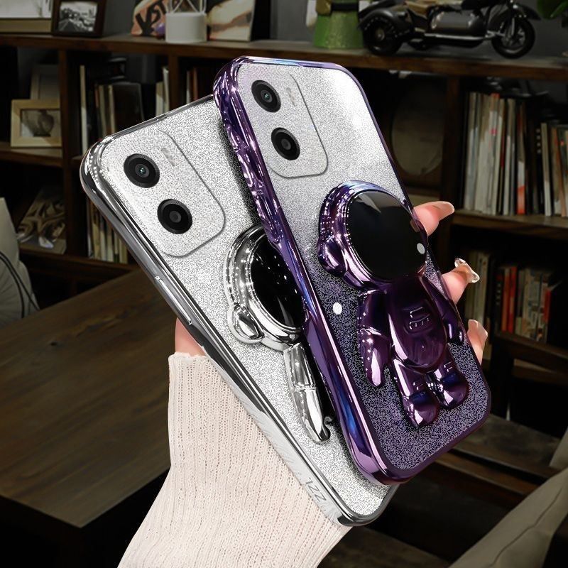 สําหรับ Moto G06 กรณีแฟชั่น Frosted ซิลิโคนนุ่มกันฝุ่น Adsorb + Electroplated นักบินอวกาศสําหรับ Mot