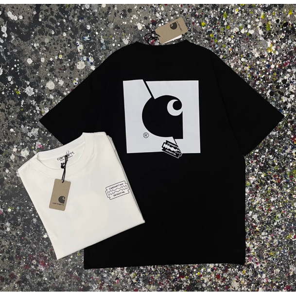 Corkatt WIP เสื้อยืดแขนสั้นสำหรับทุกเพศ แบบสบายๆ พิมพ์ลогоอเมริกันรอบคอด้วยเนื้อผ้าฝ้ายพรีเมียม ไซส์