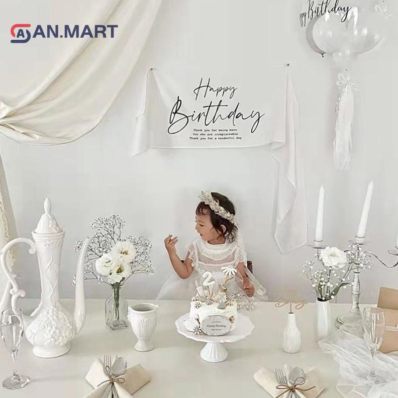 AN.MART Simple Letter Happy Birthday ตุ๊กตาแขวนผ้าสำหรับงานปาร์ตี้วันเกิดของเด็ก