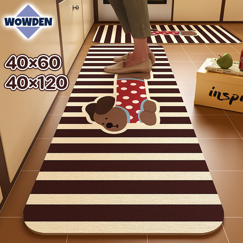 พรมครัว พรมปูพื้น รูปแบบการ์ตูน 40×120cm ยางกันลื่น ทนต่อสิ่งสกปรก ดูดซับน้ำแห้งเร็วและดูแลง่าย