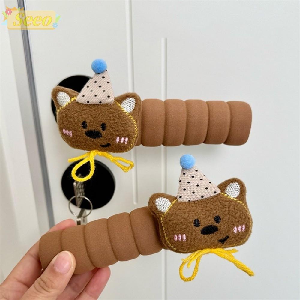 SEEO Bear Door Knob Protector, EVA Anti-Collision Door Knob Cover, น่ารัก Anti-Static Scratch-proof 