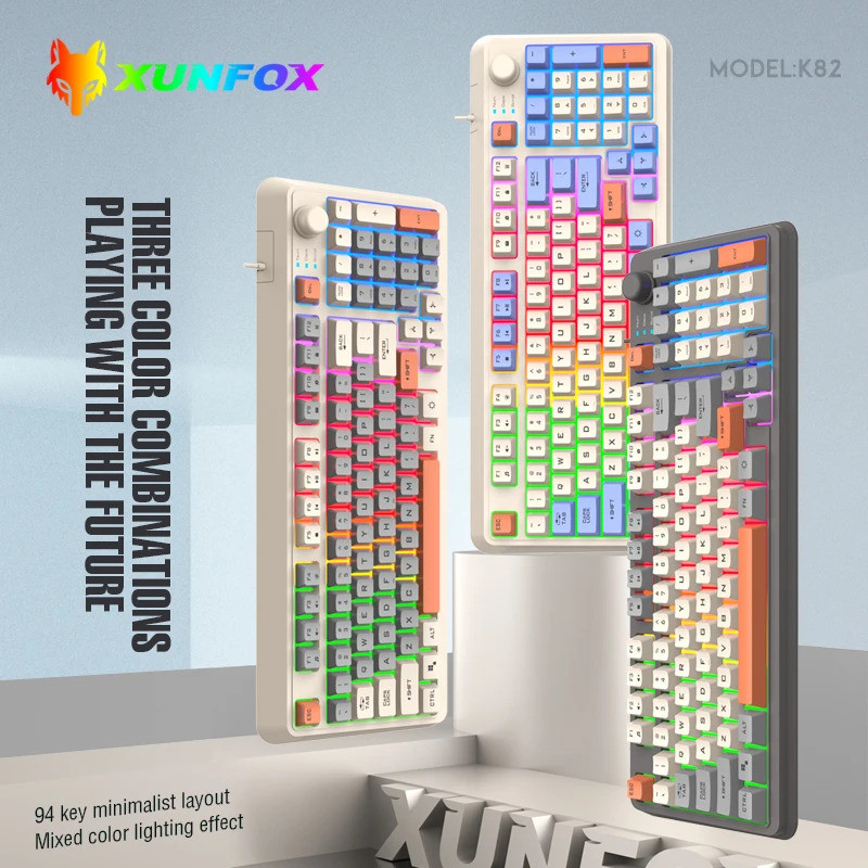 K82 Gaming Gaming Keyboard Glows Wired USB Desktop PC/Notebook Available ลูกบิดไร้หมัด 19 คีย์เพื่อป