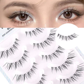 Eye แต่งหน้าขนตาปลอม Clear Stem Lash Extension Cross Nature ยาวผมนุ่มเครื่องสําอางความงามนํากลับมาใช้ใหม่ 5 คู่