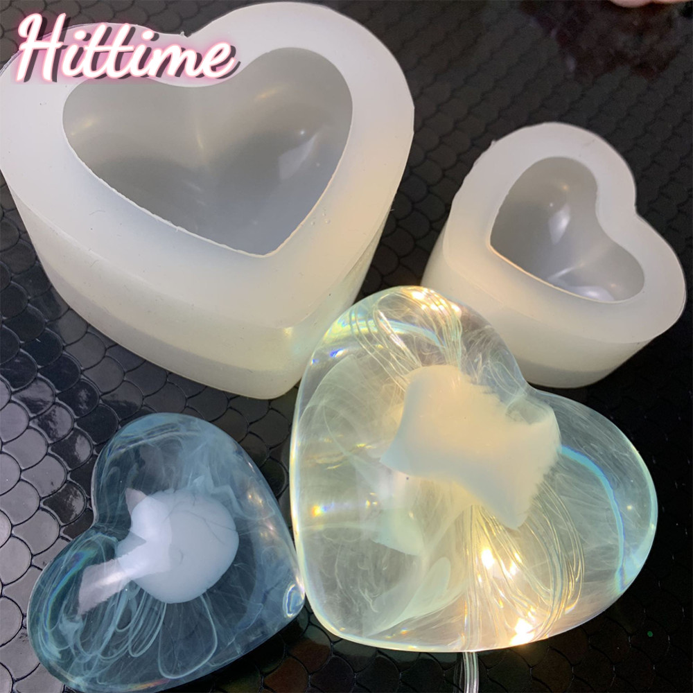 HITTIME ซิลิโคน 3D Love Heart แม่พิมพ์ Aroma ยิปซั่มพลาสเตอร์ซิลิโคน Mould อีพ็อกซี่เรซินแม่พิมพ์จี้