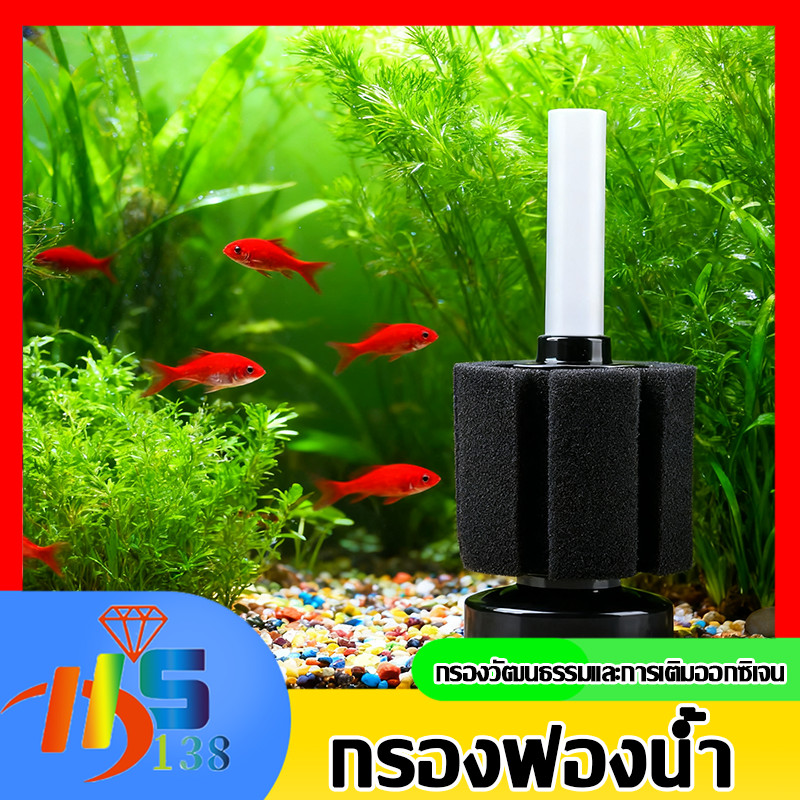 กรองฟองน้ำ กรองฟองน้ำตู้ปลา กรองฟองน้ำแบบต่อซิเจน ดูดสิ่งสกปรกมาไว้ที่กรอง กำจัดของเสียได้ดี เพิ่มออกซิเจนในน้ำ