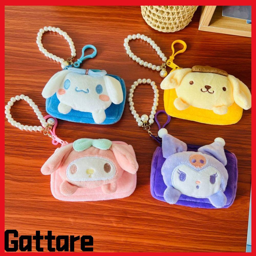 GTTARE Zero Wallet, Cinnamoroll/Kuromi พร้อมกระเป๋าใส่เหรียญเชือก, Cute Plush ID Card Holder Girl