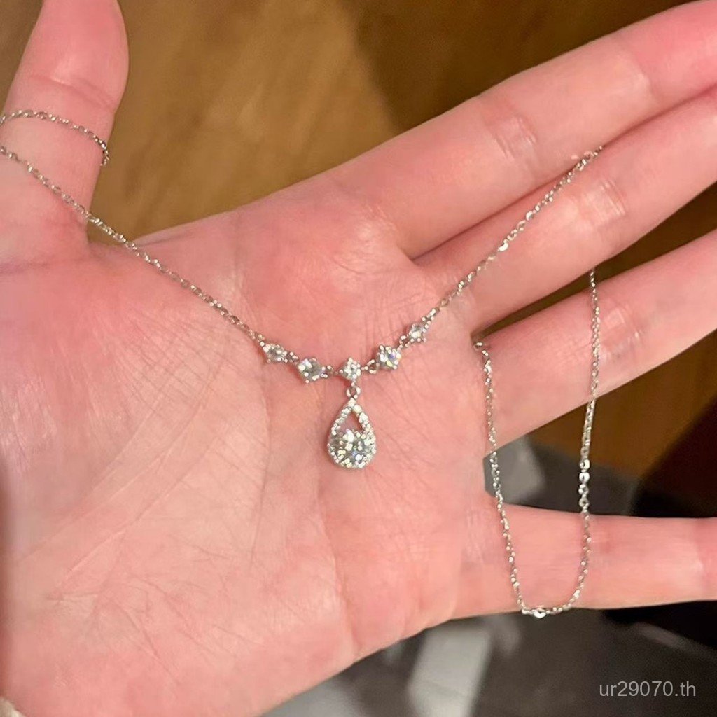 ใหม่เงือกน้ําตาเงินสเตอร์ลิงสร้อยคอปรารถนาหญิง2025หวานที่เรียบง่ายบริสุทธิ์ขายส่งกระดูกไหปลาร้าโซ่92