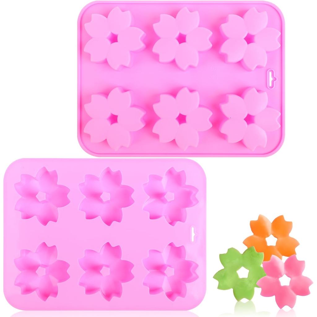 แม่พิมพ์สบู่ซิลิโคนดอกไม้ซากุระ, ถาดก้อนน้ําแข็ง 6 ช่องโดย ORTA สําหรับมูสช็อกโกแลตเยลลี่ขนมขนม