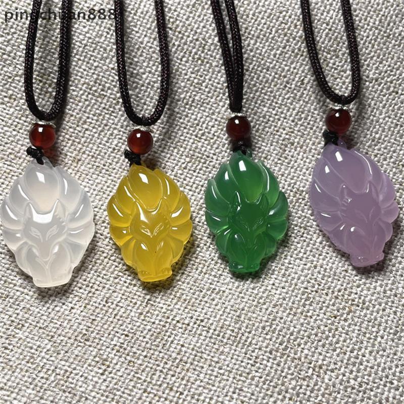 Pingchuan888 แฟชั่น Hand-Carved Nine-Tailed Fox จี้สร้อยคอ Amulet ยาว Fox สร้อยคอผู้หญิง Mans Lucky 
