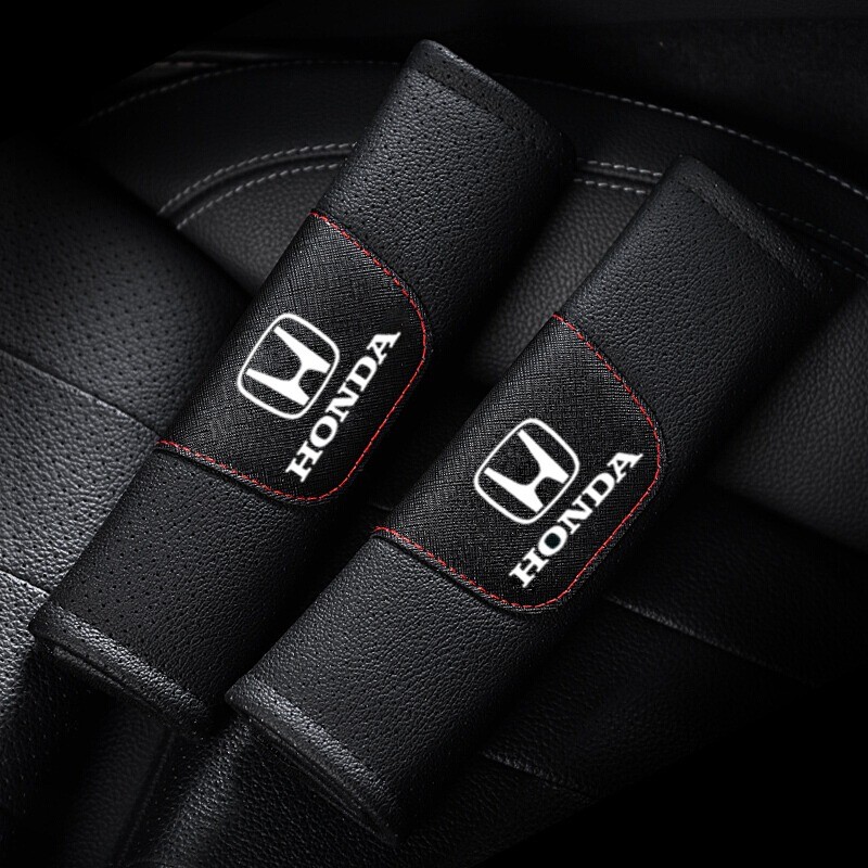 LT 2PCS Honda HRV CHV BRV City Civic Jazz Fit Accord รถหนังแท้ความปลอดภัยเข็มขัดนิรภัยสายรัดสายคล้อง