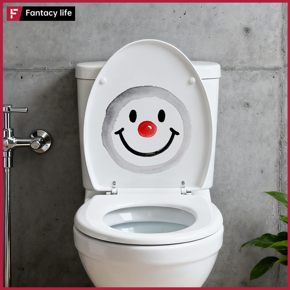 สติกเกอร์ตกแต่งห้องน้ำแบบกันน้ำไวนิล สำหรับผนังและประตู รูปยิ้มสร้างความสนุก