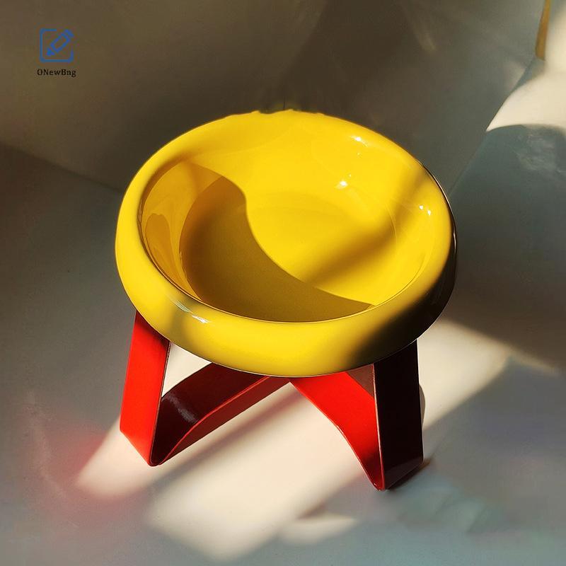 ใหม่คอป้องกันเท้าสูงชามอาหารแมวทนทานแมวชามน้ําดื่มชามแมวเซรามิกลูกแมวชามให้อาหารอุปกรณ์สัตว์เลี้ยง B