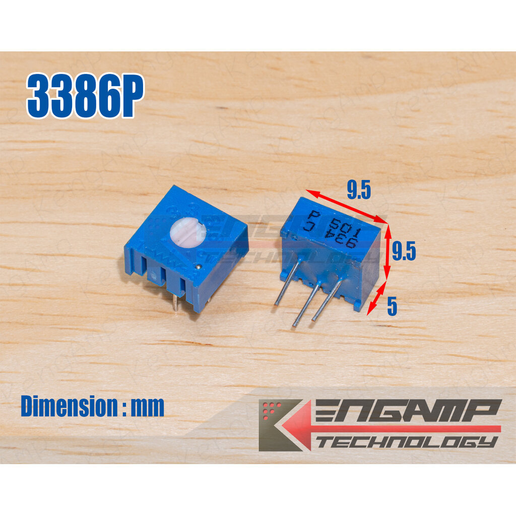 (10ตัว) [VR] 3386P Trimmer ขนาด 9.5x9.5mm Rate Power 0.5W