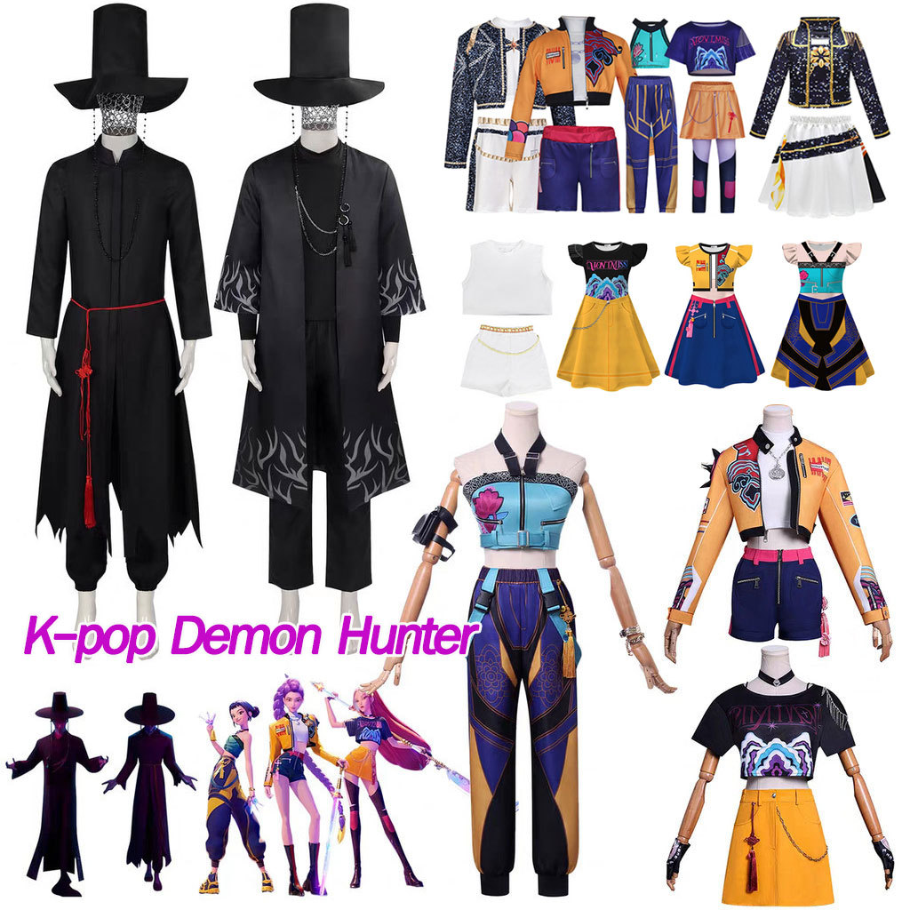 K-pop Demon Hunter เครื่องแต่งกายชุด Saja เสื้อผ้าเด็กชุดกระโปรงคอสเพลย์ Jinu Rumi ชุดเด็กชุดอุปกรณ์เสริมปาร์ตี้