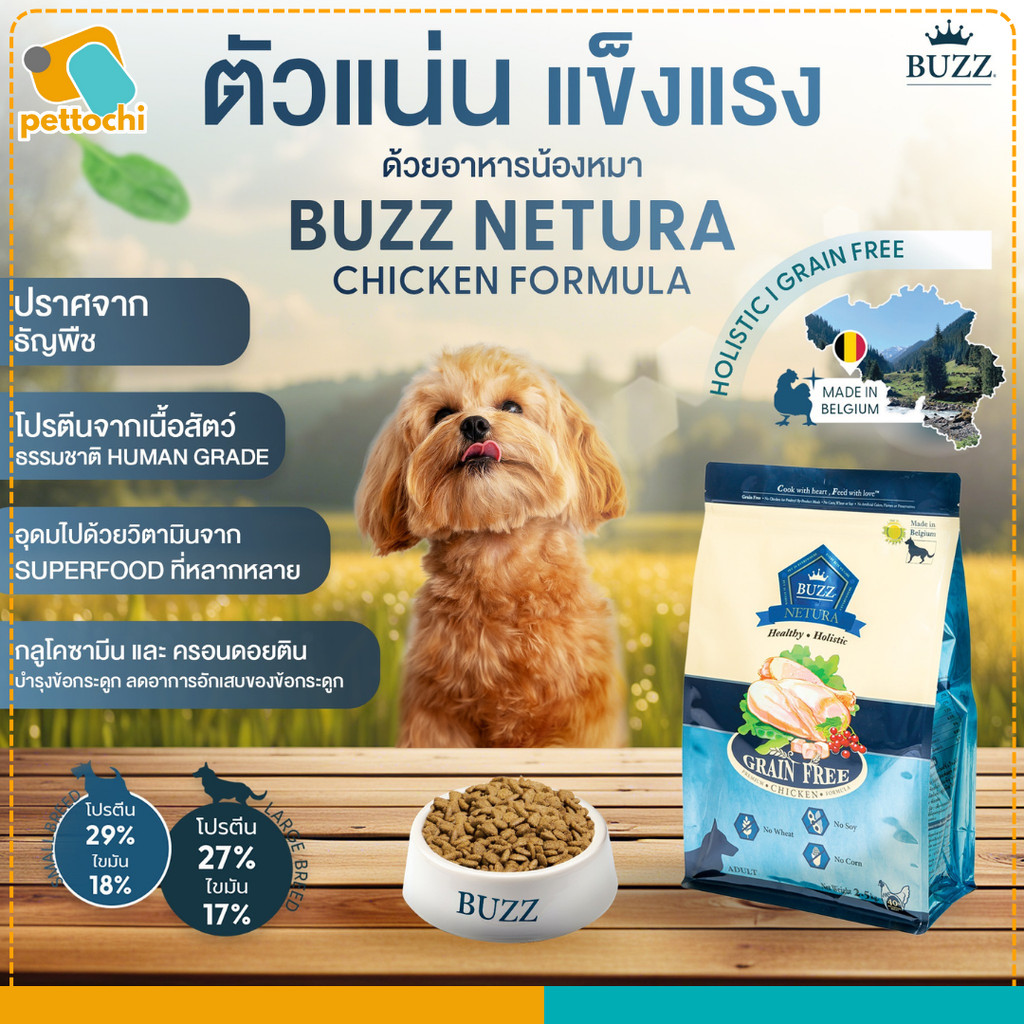 Buzz Netura บัซซ์ เนทูร่า อาหารสุนัขโตเกรดพรีเมียม โฮลิสติค เกรนฟรี 800g-2.5kg - รูปที่ 4