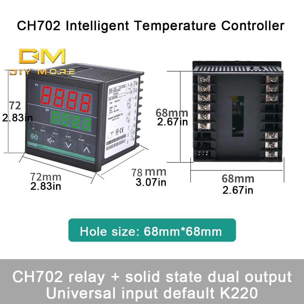 DIYMORE Dual Output SSR และรีเลย์ CH702 Two Relay Output LCD Digital Intelligent Temperature Controller 220V