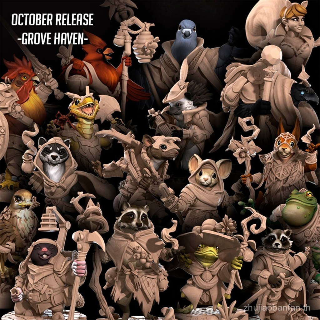 [โลกสัตว์] Crow Warlock Squirrel Witch Hedgehog Raccoon Cock Frog DND War Chess Model