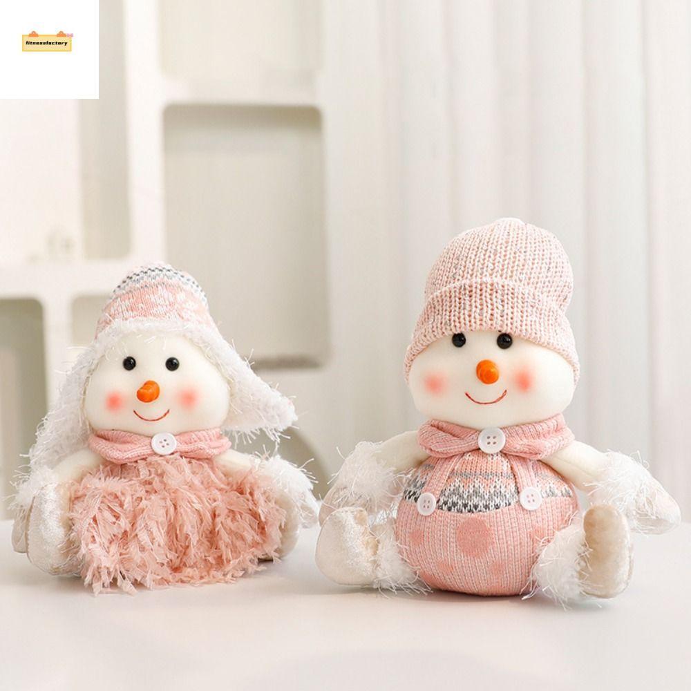 Fitness Factory ชุดตุ๊กตาและเครื่องประดับมนุษย์หิมะสีชมพู แบบนุ่มๆ สำหรับเทศกาลคริสต์มาส