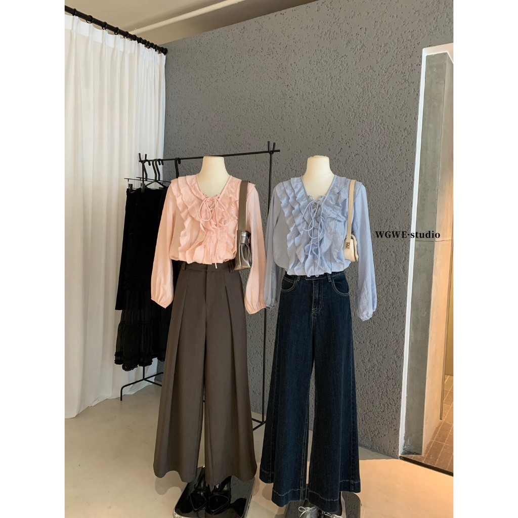 ❤ 🧵 🇰🇷 W7552 เสื้อแขนยาว  คอวี แต่งโบว์ช่วงอก และแต่งผ้าสามชั้น  ผ้าดีใส่สบาย สีสวย แฟชั่นเกาหลี TAG WG.WE 🧵🧡 - รูปที่ 6