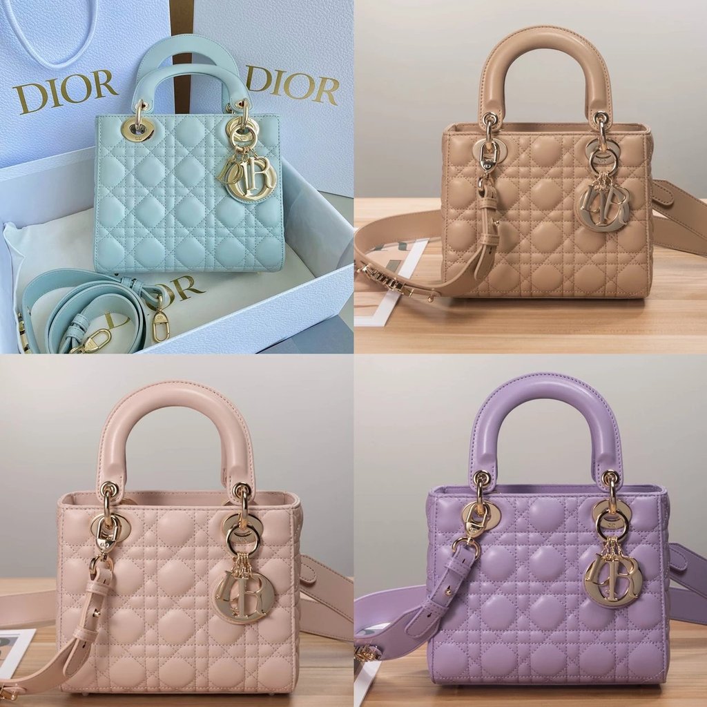 DIOR Dior lady Dior Sheepskin Four-Grid Wide Shoulder Strap