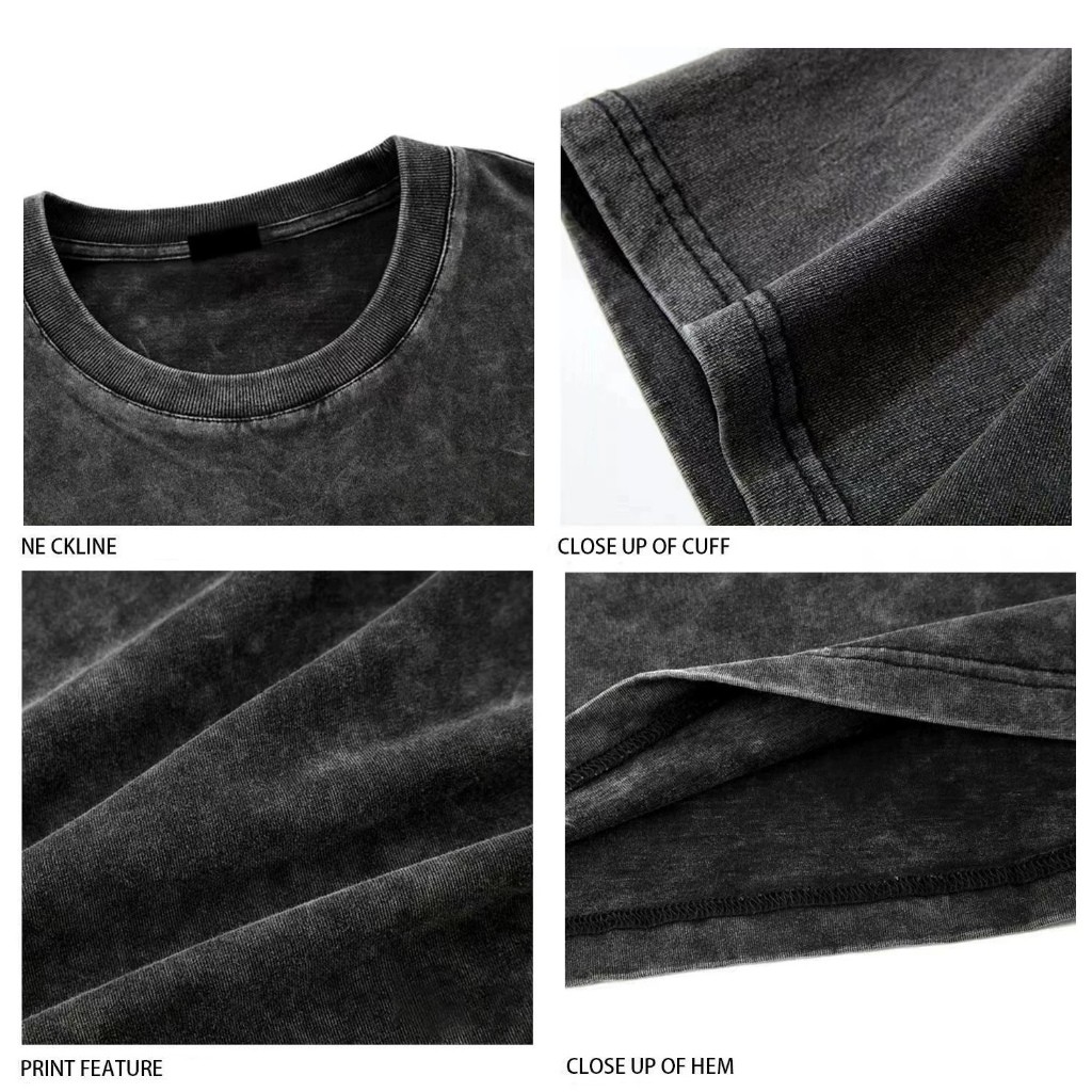 Y-T🧸 เสื้อยืดฟอก เสื้อวินเทจ เสื้อดำ oversize ผ้าฝ้าย100% ไม่ยืดไม่ย้วย ผ้านุ่มใส่สบายใส่ง่าย - รูปที่ 6