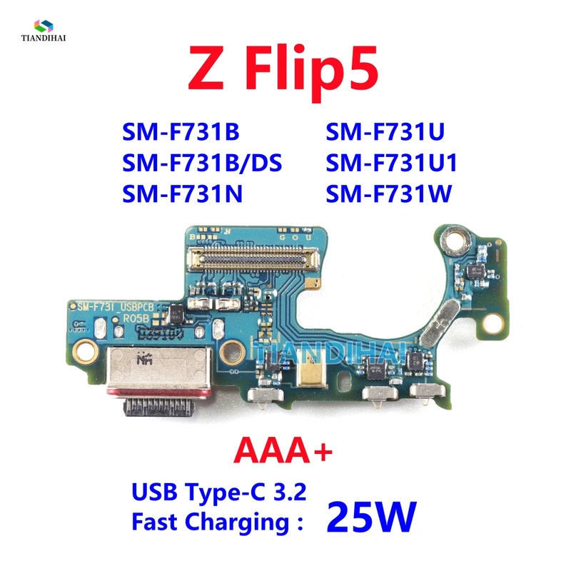 AAA + Z Flip 5 Dock Connector USB Charger พอร์ต Flex สาย Mic สําหรับ Samsung Galaxy Z Flip5 5G F731B